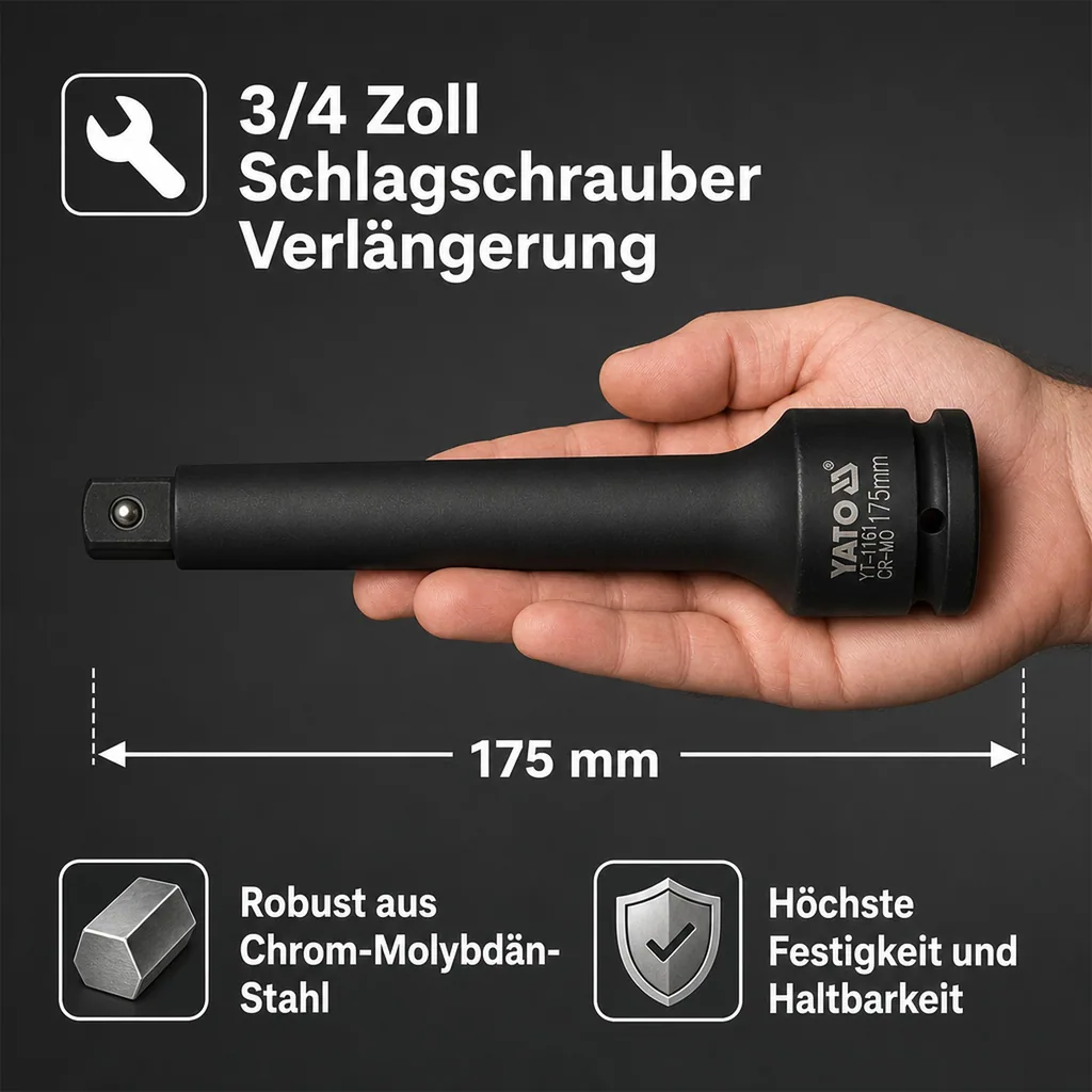 3/4 Zoll Verlängerung, 175mm, Cr-Mo, Schlagschrauber Verlängerung