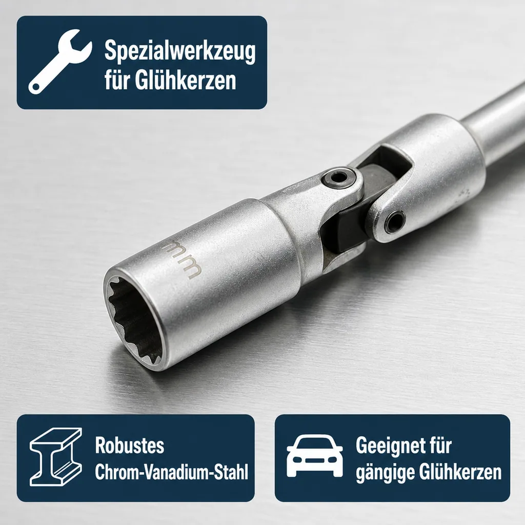 Glühkerzenschlüssel Gelenk 12mm, Spezialwerkzeug