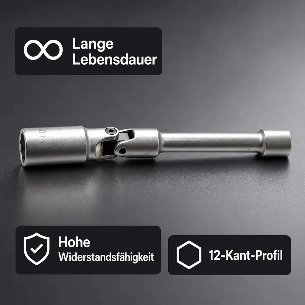 Glühkerzenschlüssel, 8mm Gelenk, 3/8 Zoll Nuss, Chrom Vanadium Werkzeug