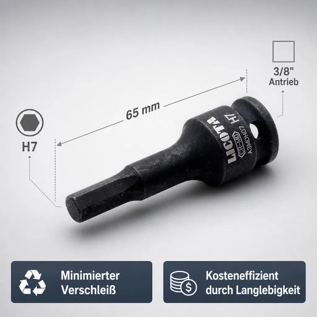 Innensechskant Nuss, Schlagschrauber, 3/8 Zoll, H7, Cr-Mo