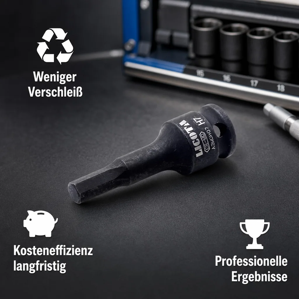 Innensechskant Nuss, Schlagschrauber Nuss, 3/8 Zoll, H9, Cr-Mo
