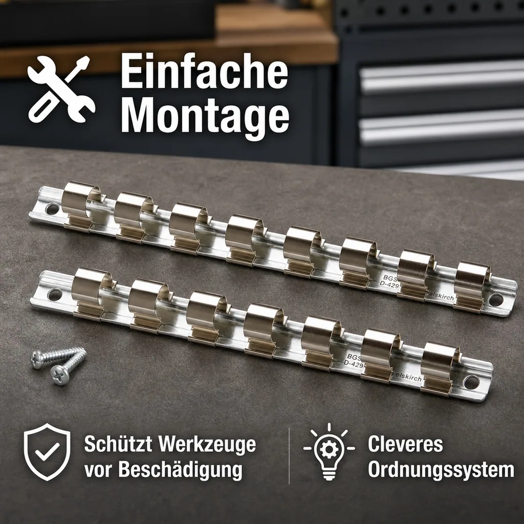 Stecknuss Schiene 3/8 Zoll, Aufsteckschiene mit 8 Clips