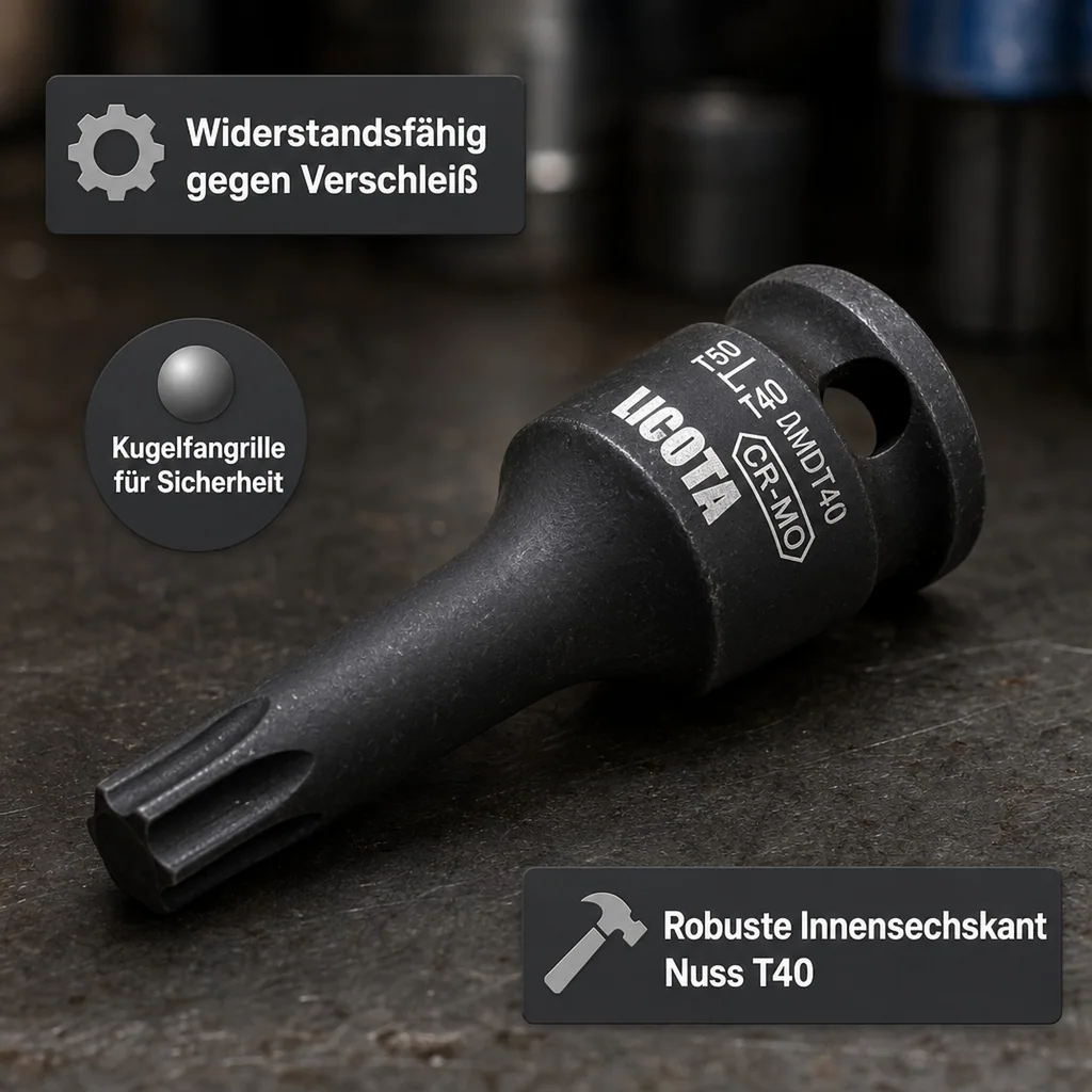 Innensechskant Nuss T40, 3/8 Zoll, Cr-Mo Schlagschrauber Nuss