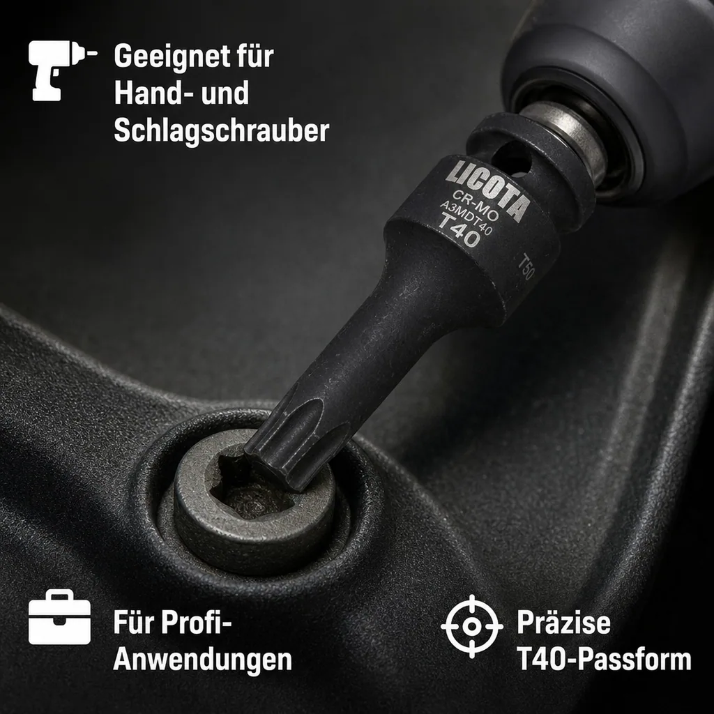 Innensechskant Nuss T40, 3/8 Zoll, Cr-Mo Schlagschrauber Nuss