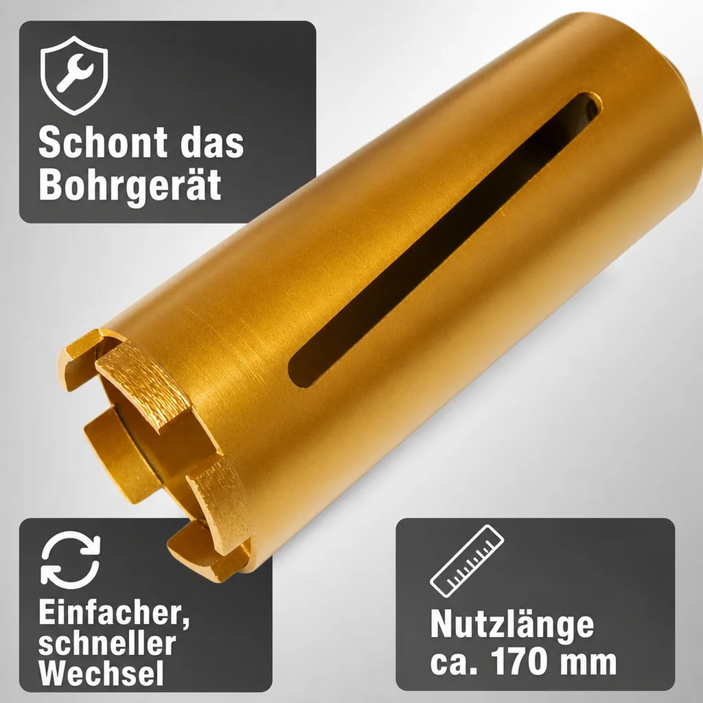 Diamantbohrkrone 44mm, Kernbohrer, SDS Plus, Zentrierbohrer, Bohrkrone, ohne Zentrierbohrer