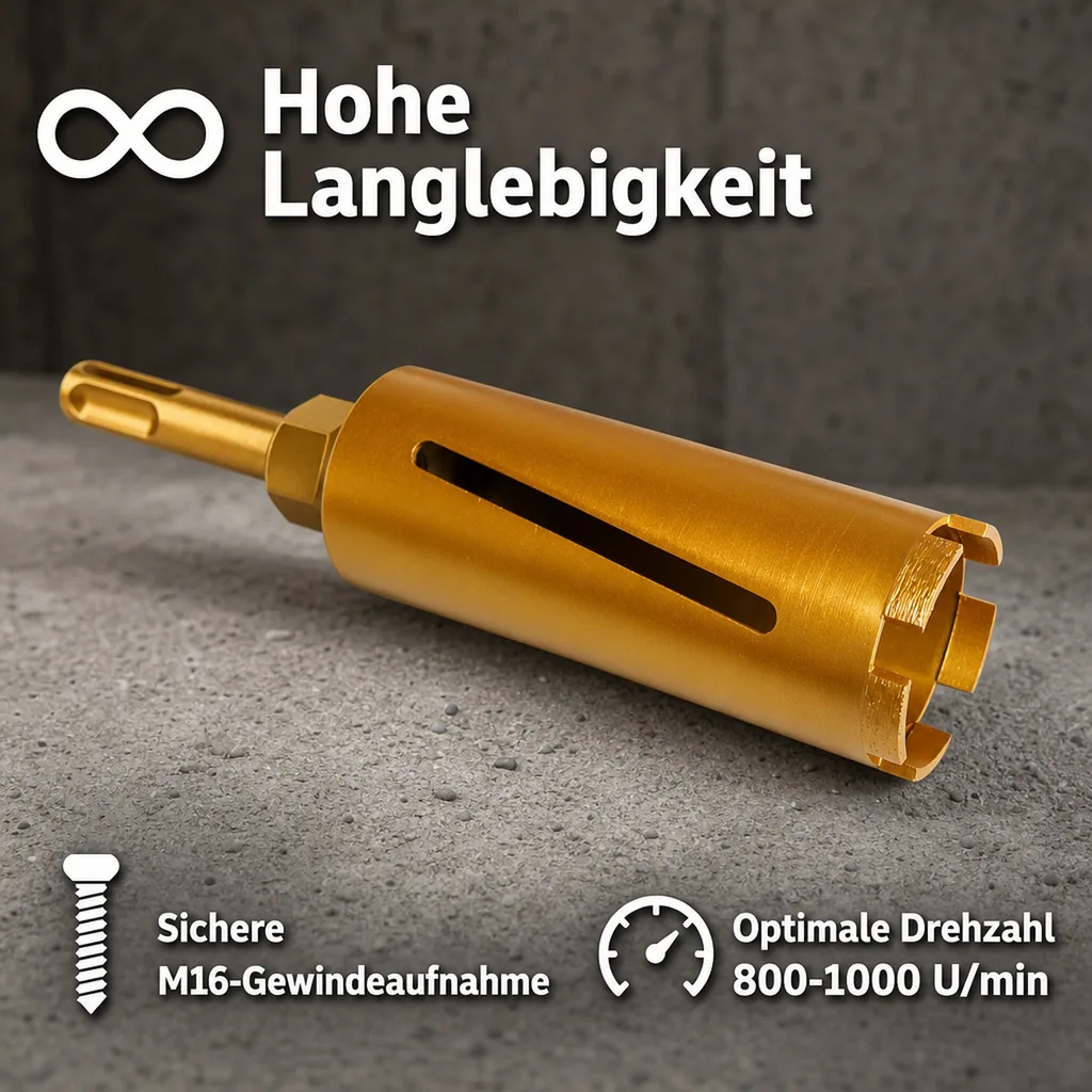 Diamantbohrkrone 44mm, Kernbohrer, SDS Plus, Zentrierbohrer, Bohrkrone, ohne Zentrierbohrer