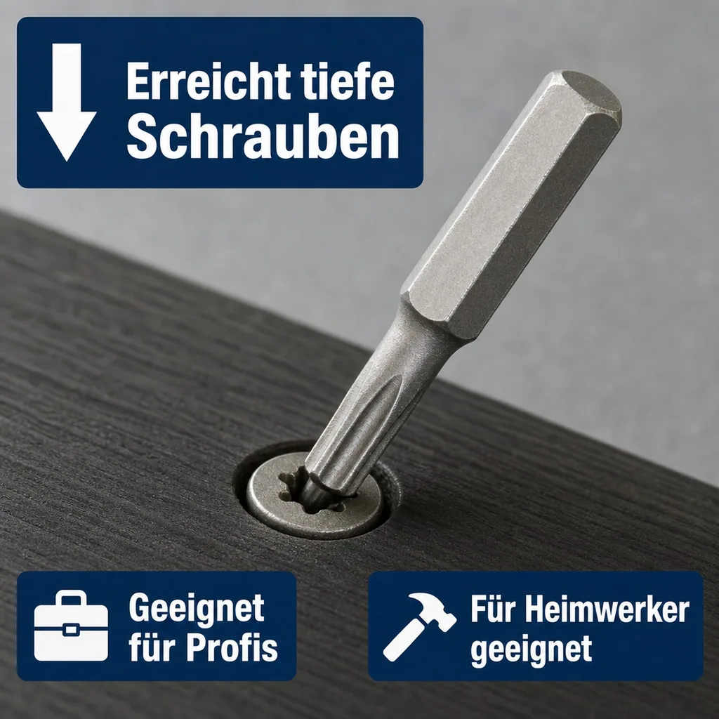Innensechskant Bit, TT25, mit Bohrung, Stirnloch