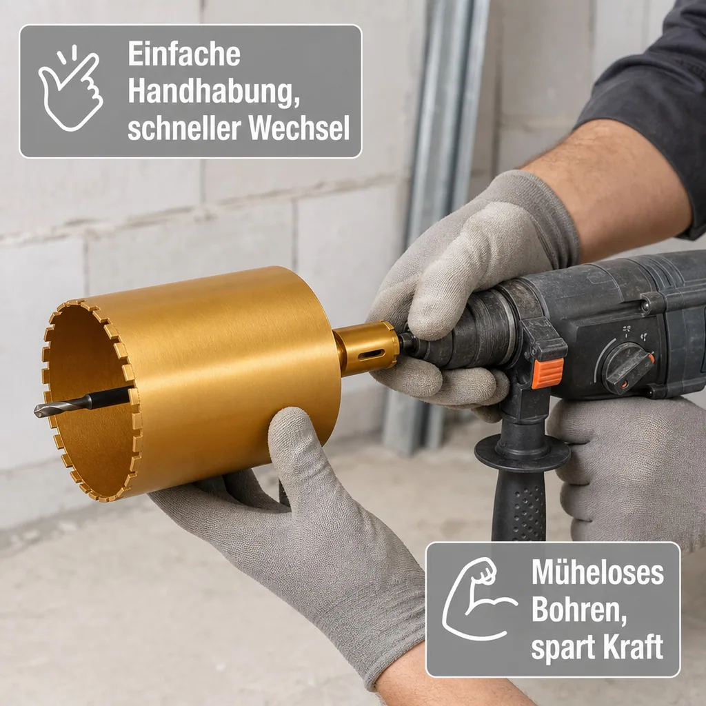 Diamantbohrkrone 82mm, SDS Plus Bohrkrone für Mauerwerk