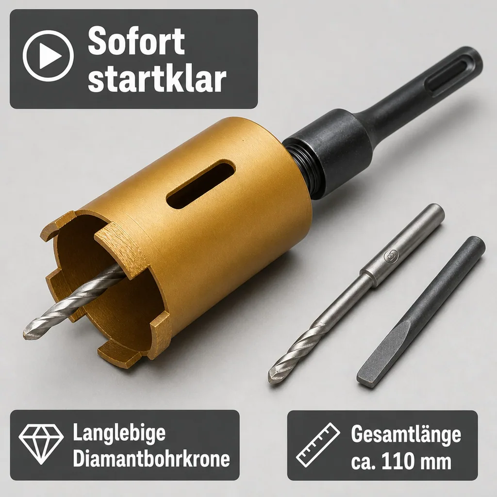 Diamantbohrkrone 82mm, Dosenbohrer, SDS Plus, für Mauerwerk, Beton