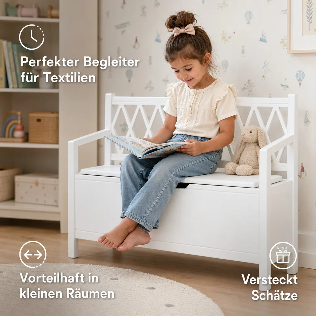 Cam Cam Kinderbank Aufbewahrung Harlequin weiss