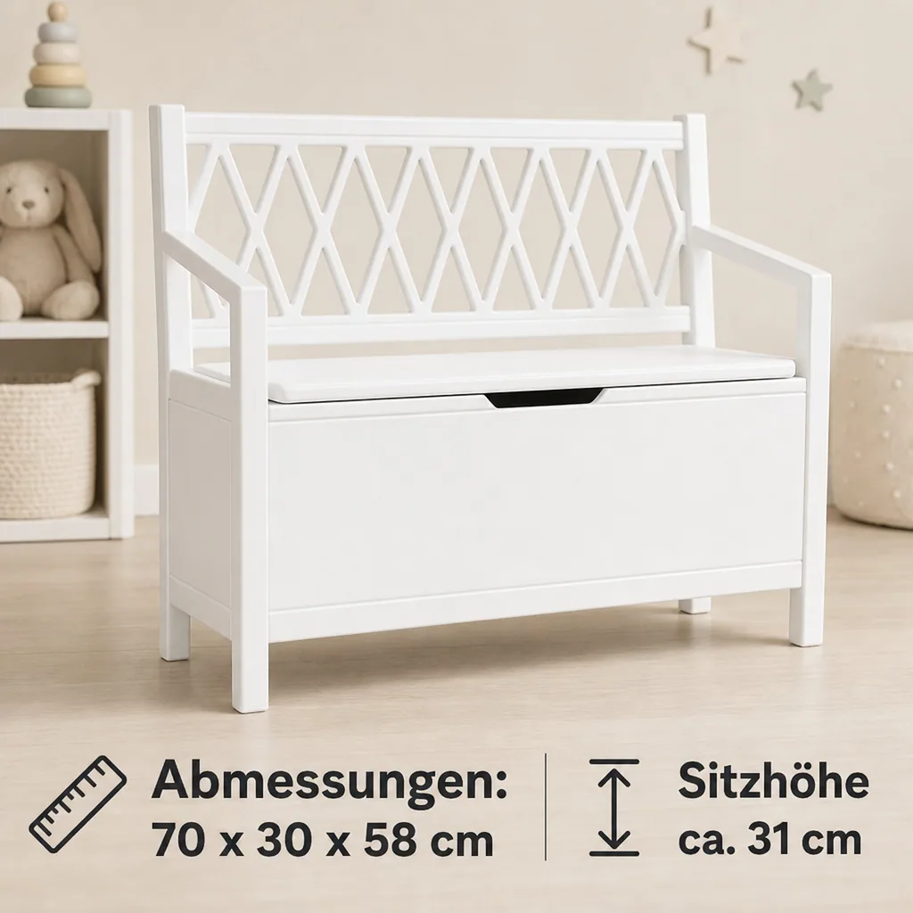 Cam Cam Kinderbank Aufbewahrung Harlequin weiss