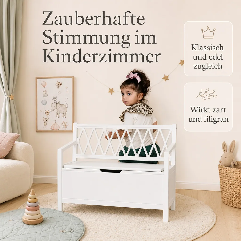 Cam Cam Kinderbank Aufbewahrung Harlequin weiss