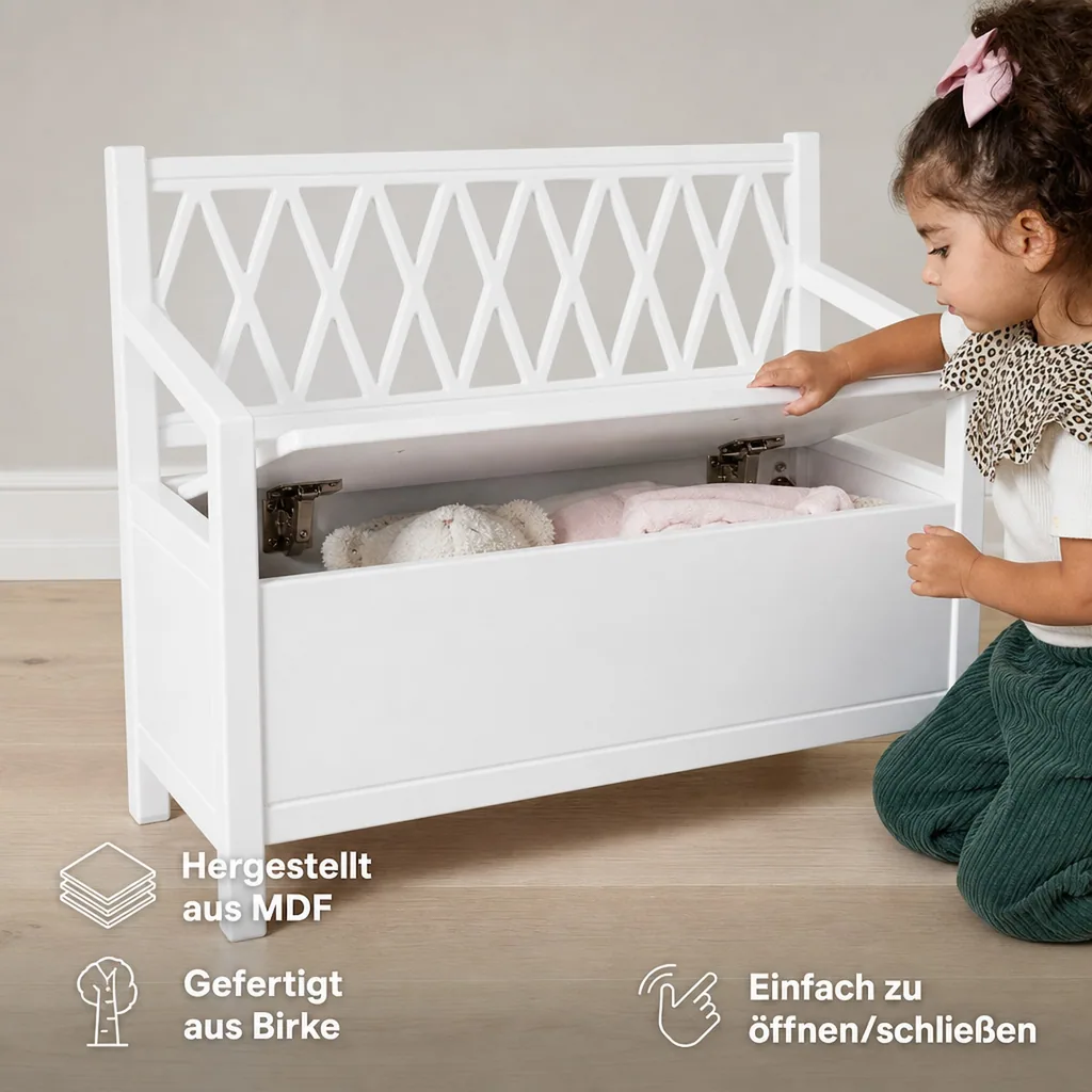 Cam Cam Kinderbank Aufbewahrung Harlequin weiss