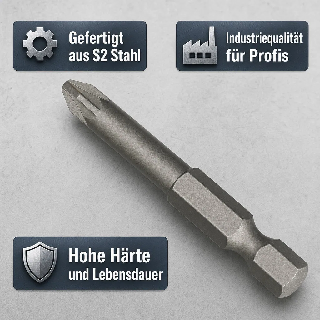 PZ2 Bit lang, 100mm, S2 Stahl, Industriequalität