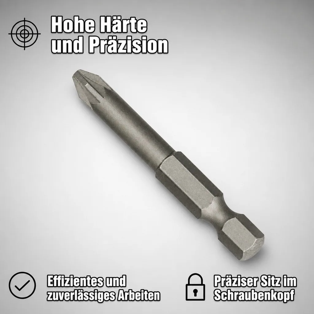 PZ2 Bit 75mm, S2 Stahl, Kreuzschlitz Bit, Langbit, Industriequalität