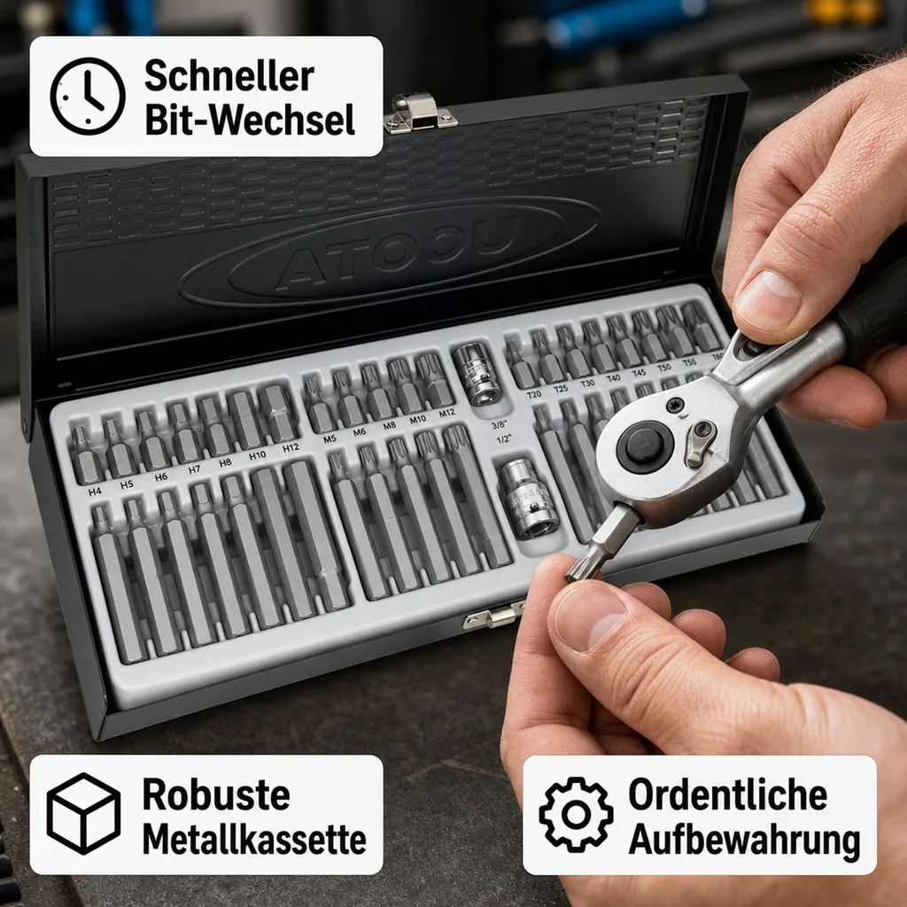 Bit-Satz S2 Stahl, Innensechskant HEX Spline, 3/8 Zoll, Industrie-Qualität