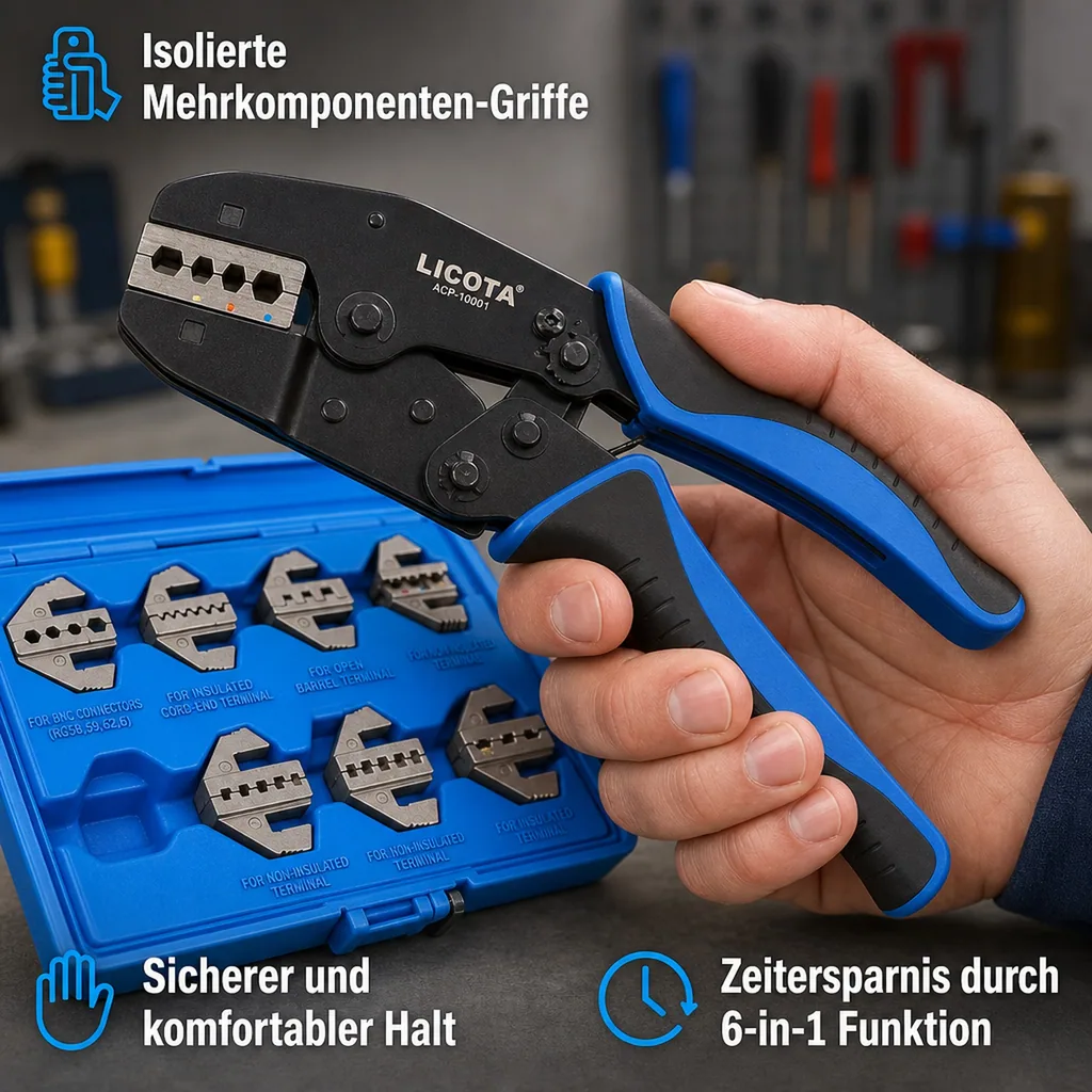 Crimpzange, 6 in 1, Kabelschuhzange