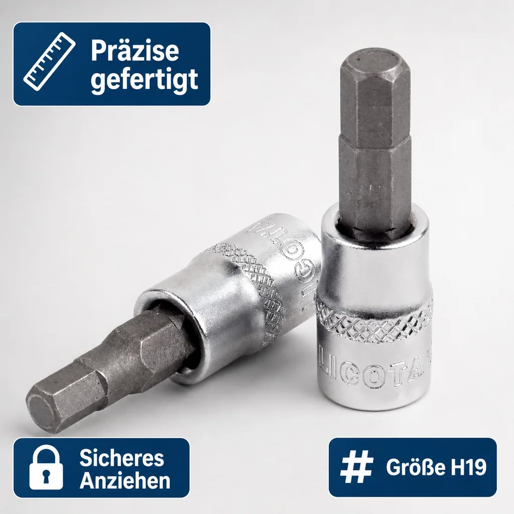 Innensechskant Nuss 1/2 Zoll, H19, Stecknuss, Innensechskantschlüssel