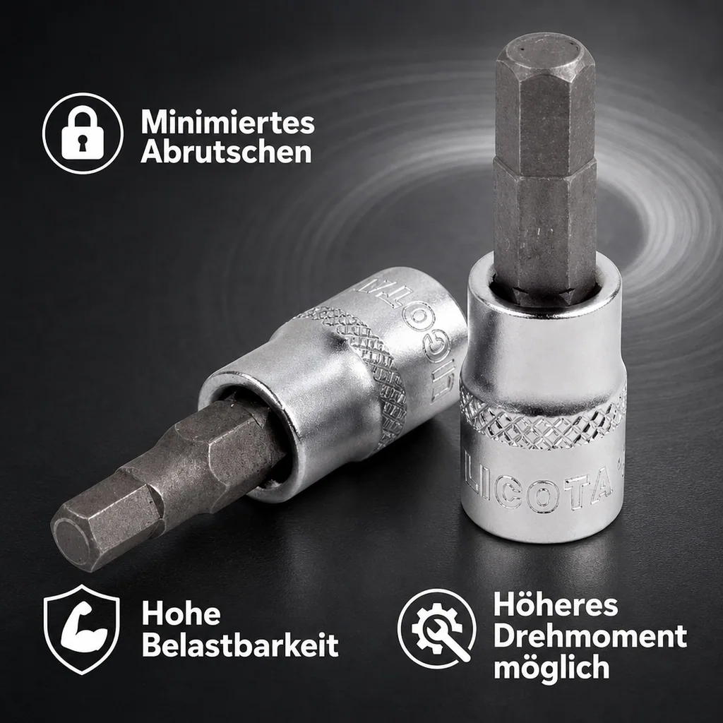 Innensechskant Nuss 1/2 Zoll, H6, Innensechskant Nuss, Sechskantnuss