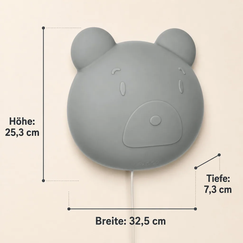 Liewood Wandlampe "Vega" Bär Silikon taubenblau