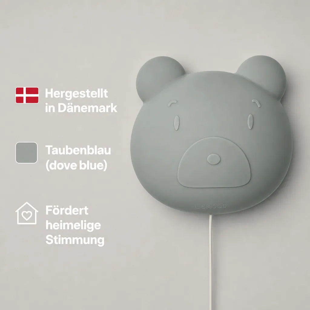 Liewood Wandlampe "Vega" Bär Silikon taubenblau