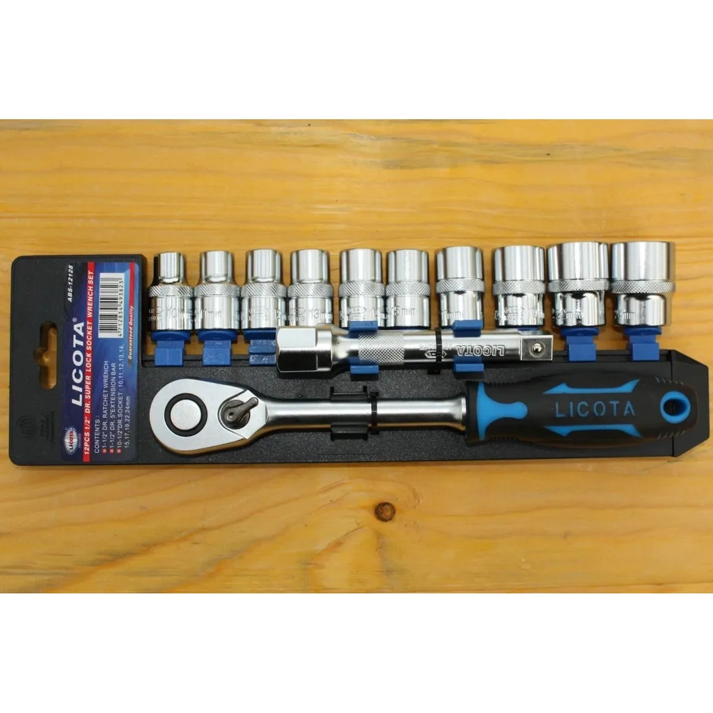 Stecknuss Satz, Nusskasten 1/2 Zoll, 12-teilig, SW 10-24 mm, Knarre 60 Zähne
