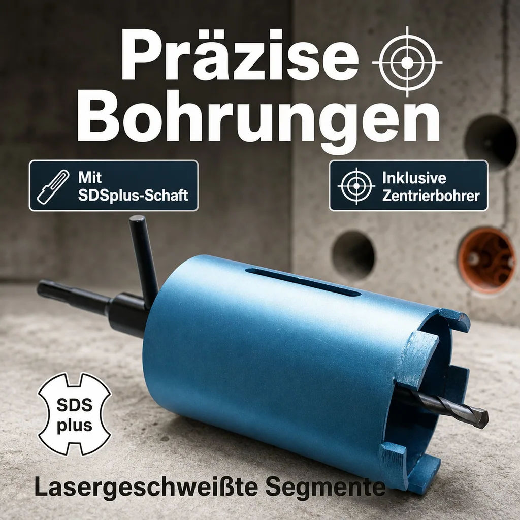Diamantbohrkrone 68mm, SDS Plus, für Steckdosen & Mauerwerk