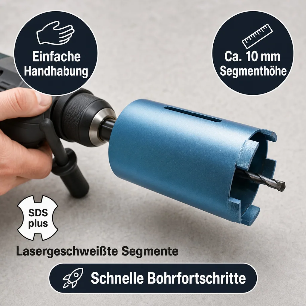 Diamantbohrkrone 82mm, Dosenbohrer SDS Plus, Mauerwerk, Steckdosen
