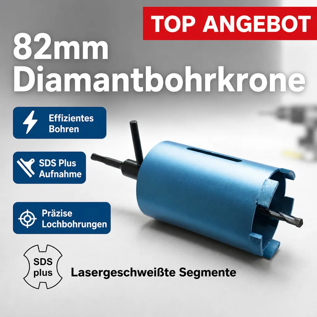 Diamantbohrkrone 82mm, Dosenbohrer SDS Plus, Mauerwerk, Steckdosen