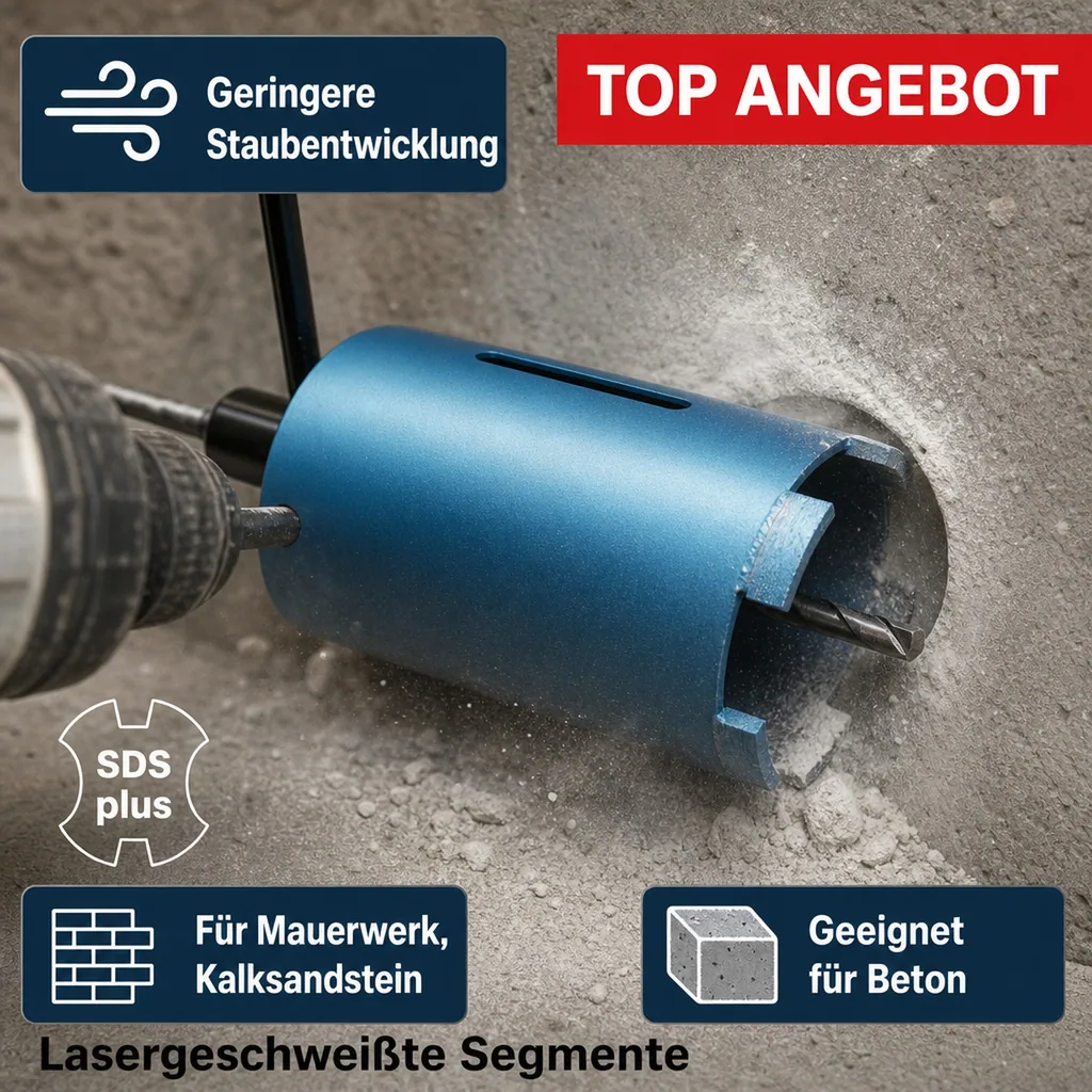 Diamantbohrkrone 82mm, Dosenbohrer SDS Plus, Mauerwerk, Steckdosen
