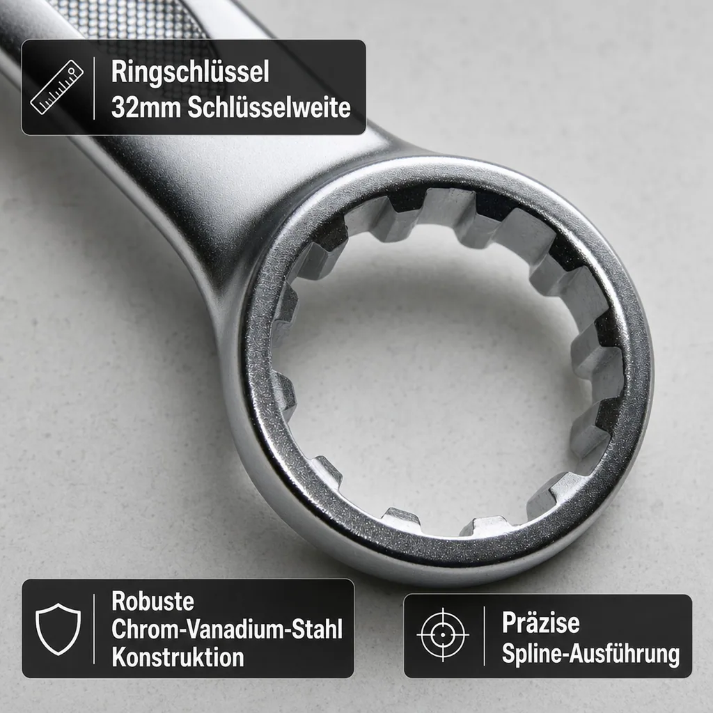 Ringschlüssel 32mm, Maul- Ringschlüssel, Industrie Qualität