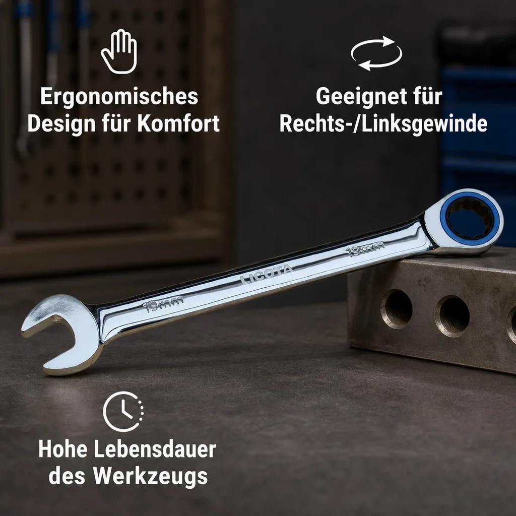 Ringratschenschlüssel, Ratschenschlüssel, 10mm, 72 Zähne