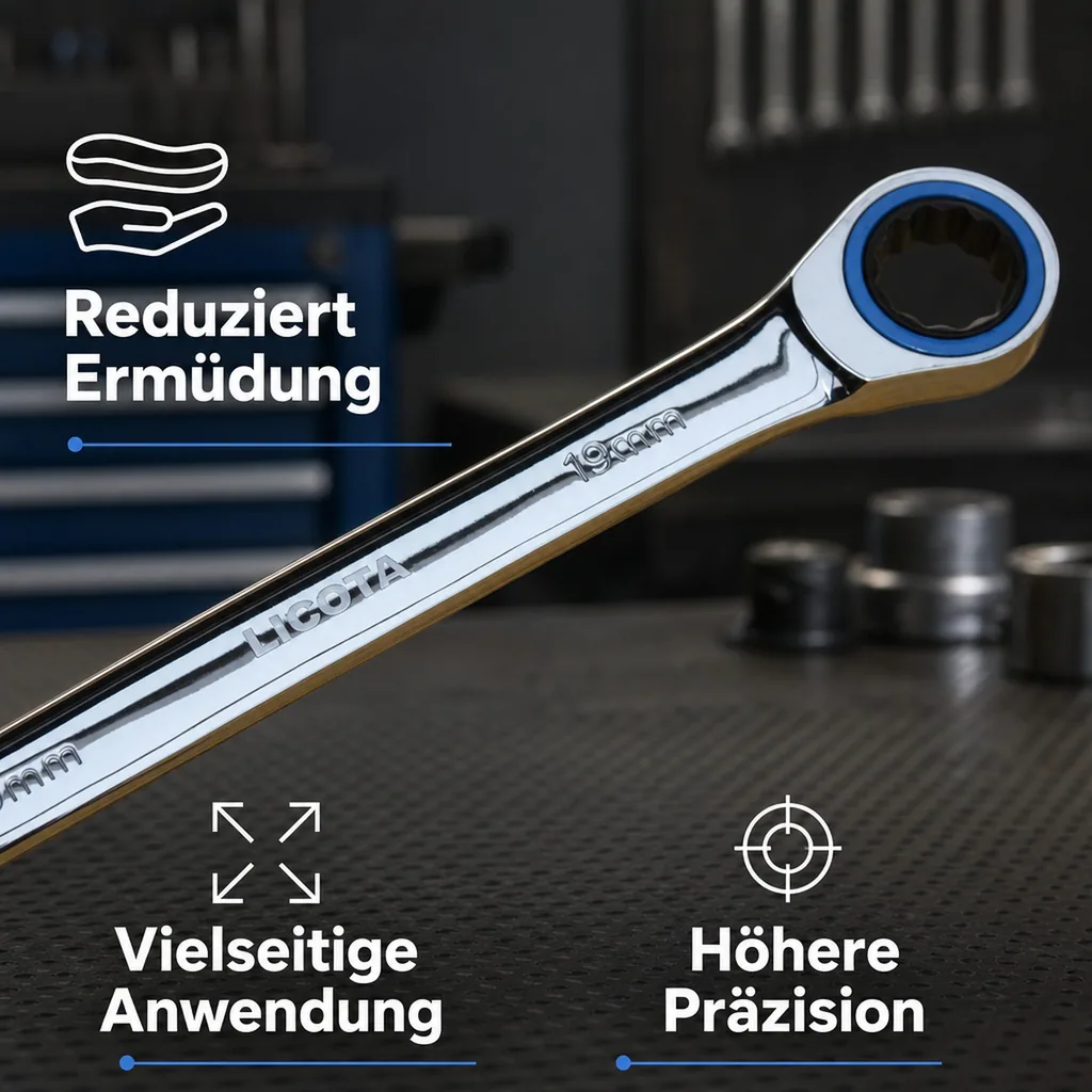 Ringratschenschlüssel 21mm, Ratschenschlüssel, feinverzahnt, Chrom Vanadium