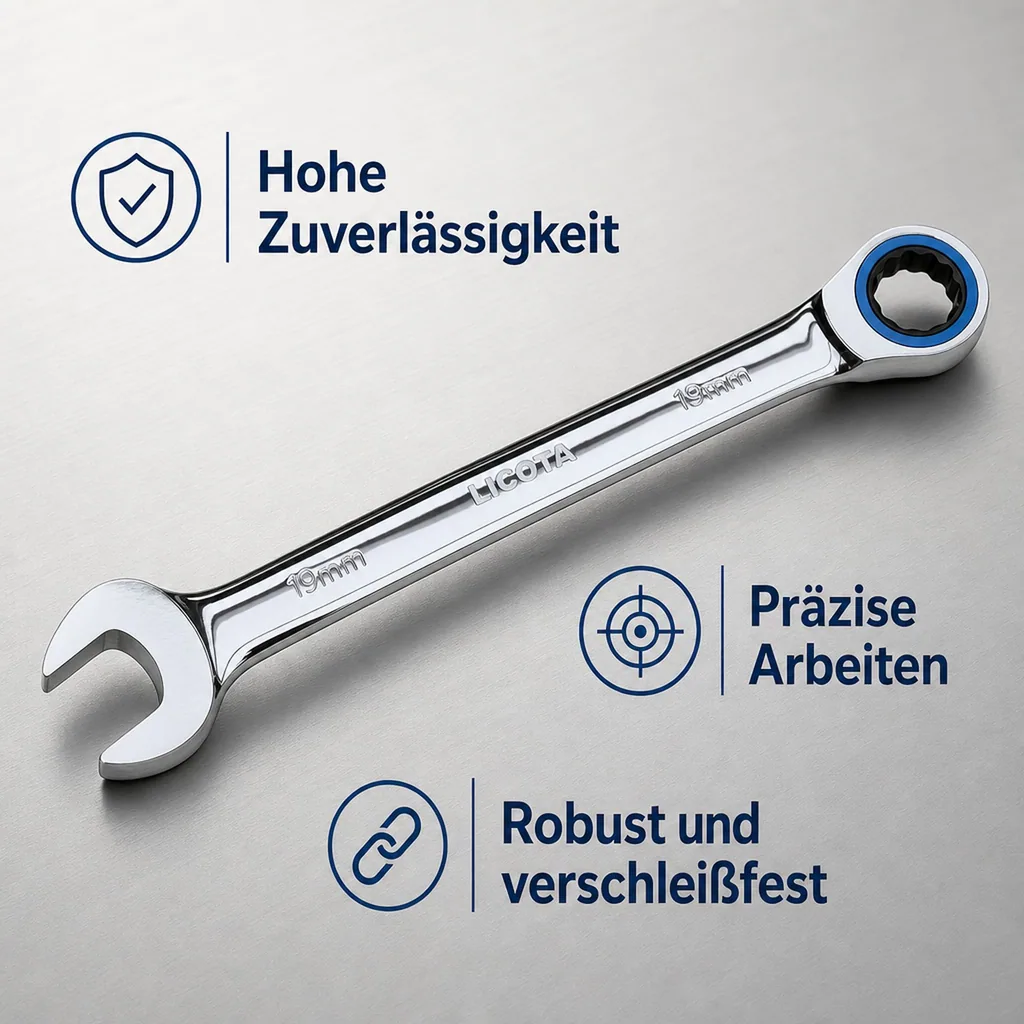 Ringratschenschlüssel 45mm, 72 Zähne, Chrom Vanadium, feinverzahnt