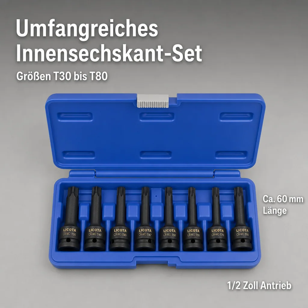 Schlagschrauber Steckschlüssel Set, Nuss Set, Innensechskant, 1/2 Zoll, Industriequalität
