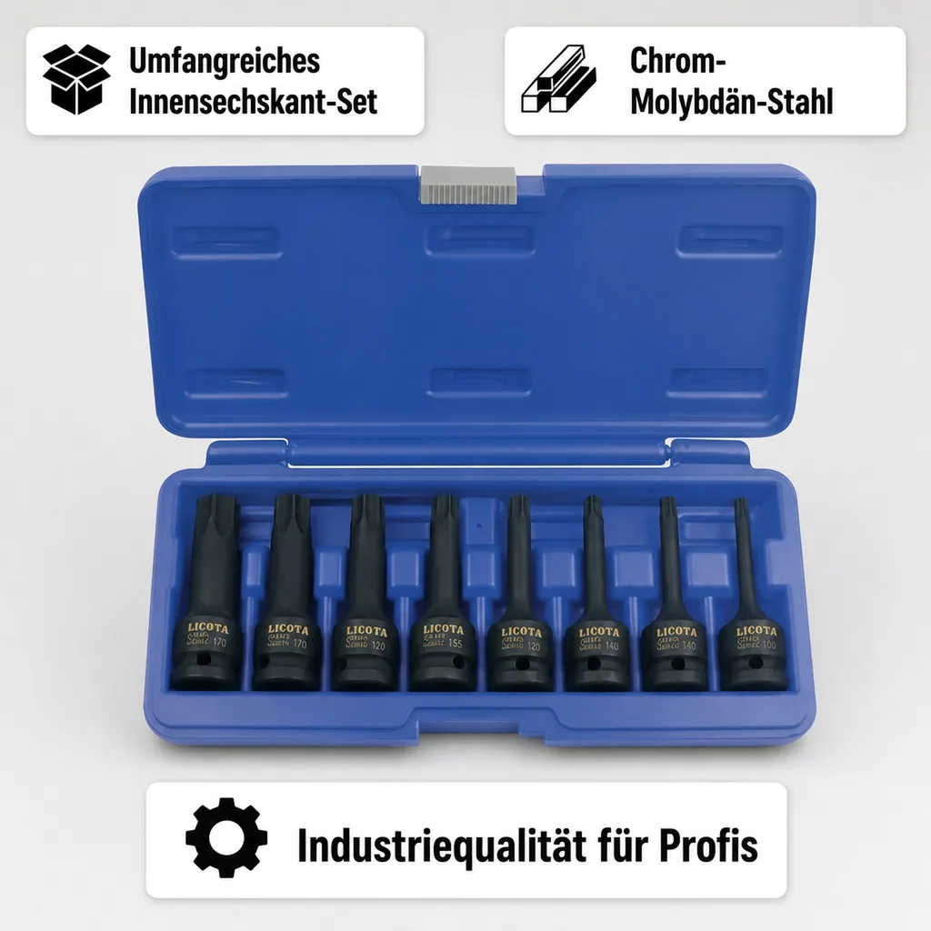 Schlagschrauber Steckschlüssel Set, Nuss Set, Innensechskant, 1/2 Zoll, Industriequalität