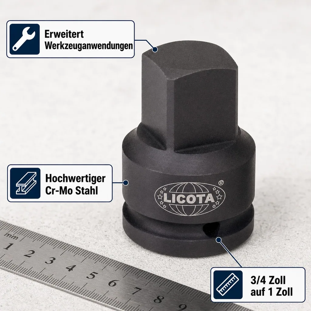 Schlagschrauber Adapter 3/4 Zoll auf 1 Zoll, Cr-Mo