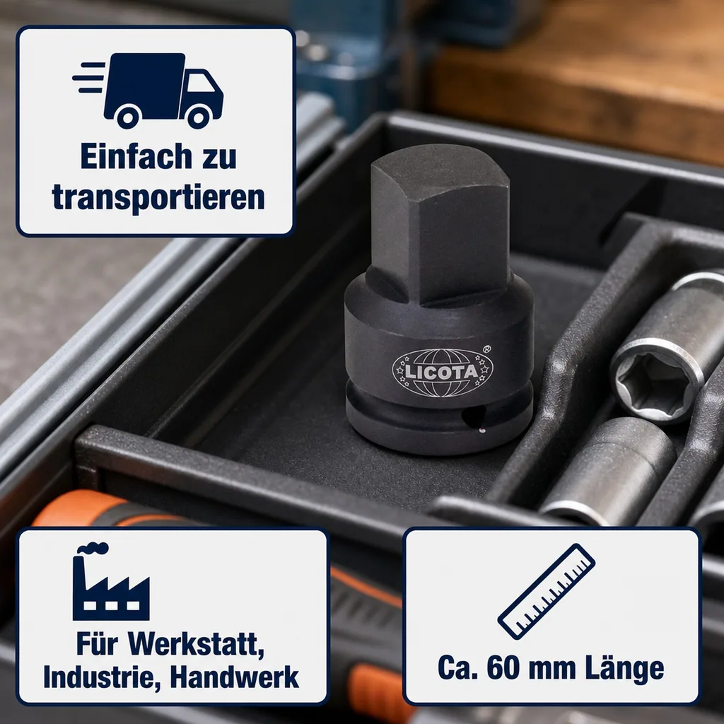 Schlagschrauber Adapter 3/4 Zoll auf 1 Zoll, Cr-Mo