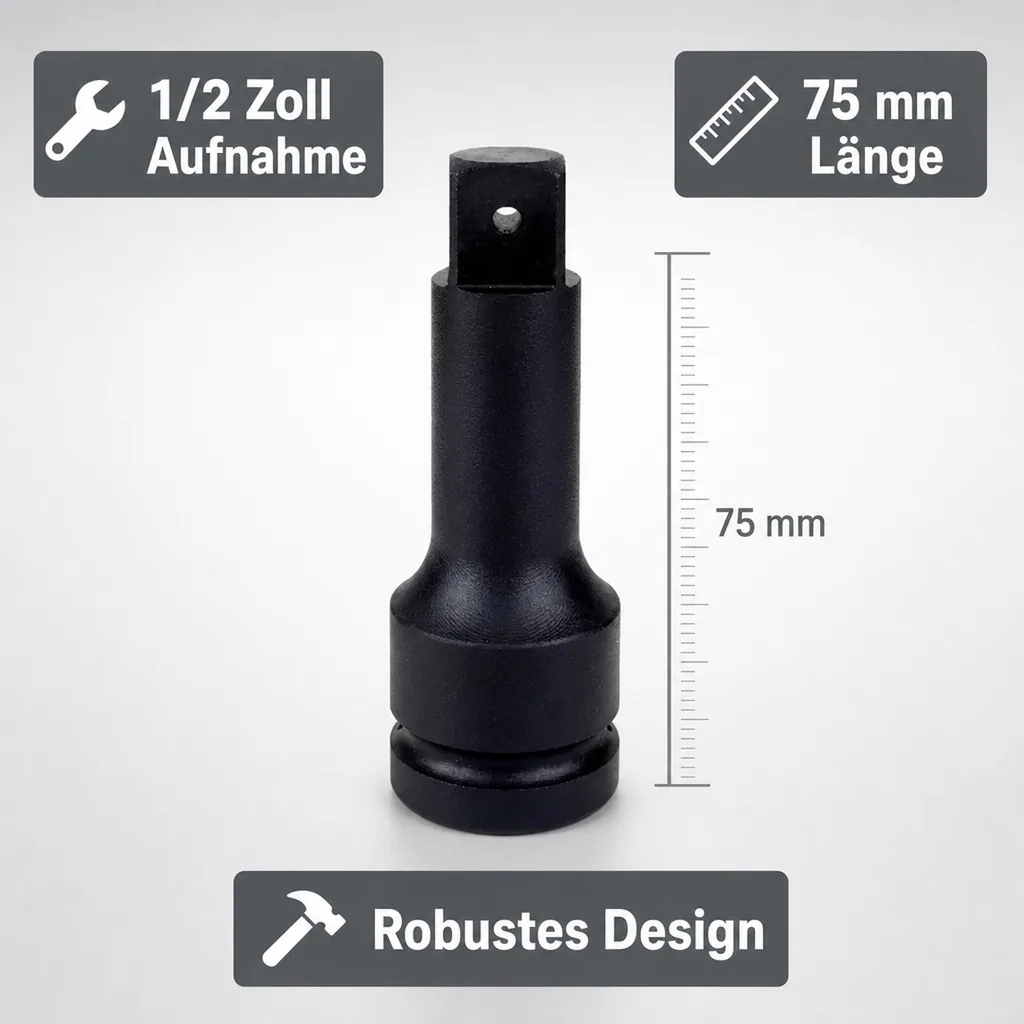 Schlagschrauber Verlängerung, 1/2 Zoll, Cr-Mo, 75mm, Industrie Qualität