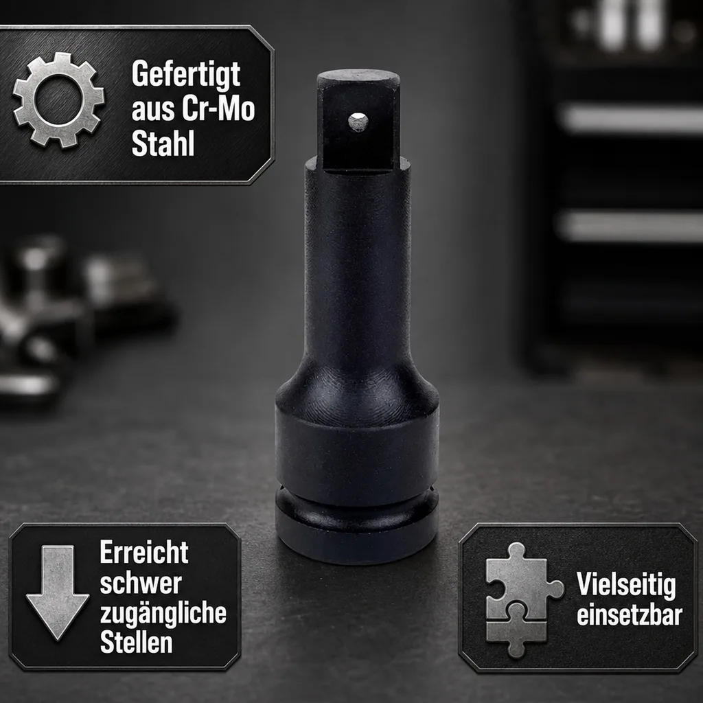 Schlagschrauber Verlängerung 3/4 Zoll, Cr-Mo, 100 mm, Industrie Qualität