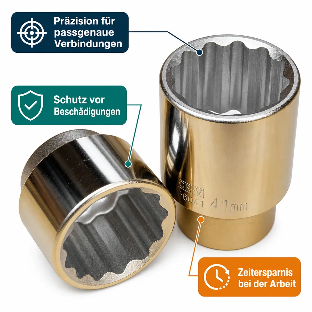 3 4 Zoll Nuss, Steckschlüssel Nuss, SW 24, 50mm, CrV, 12-kant