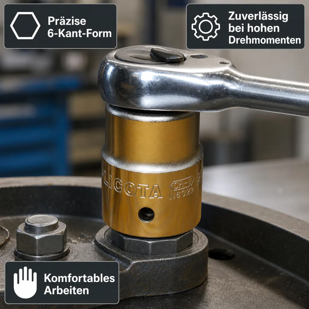 3/4 zoll Nuss, Steckschlüssel Nuss, 22mm Stecknuss, CrV, 50mm