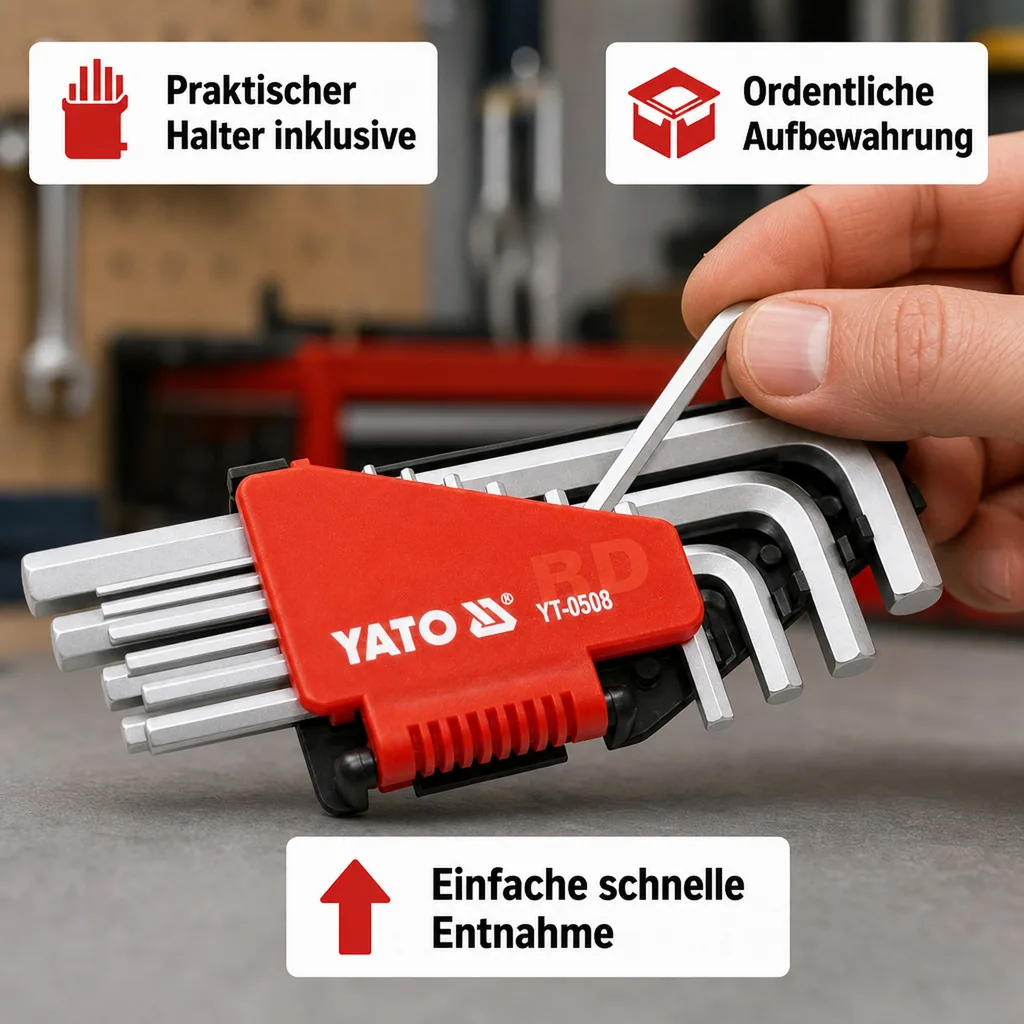 Innensechskant Set, 10-teilig, Innensechskant Set, mit Halter H2-H12