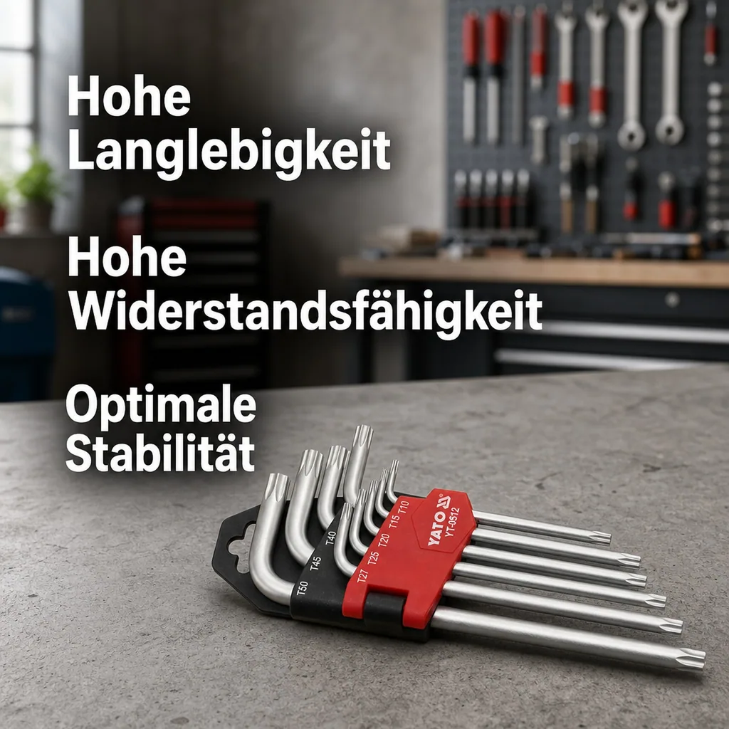 Innensechskant Schlüssel Set, 9-teilig, T10-T50, Stiftschlüssel Innensechskant, Yato, manipulationssicher