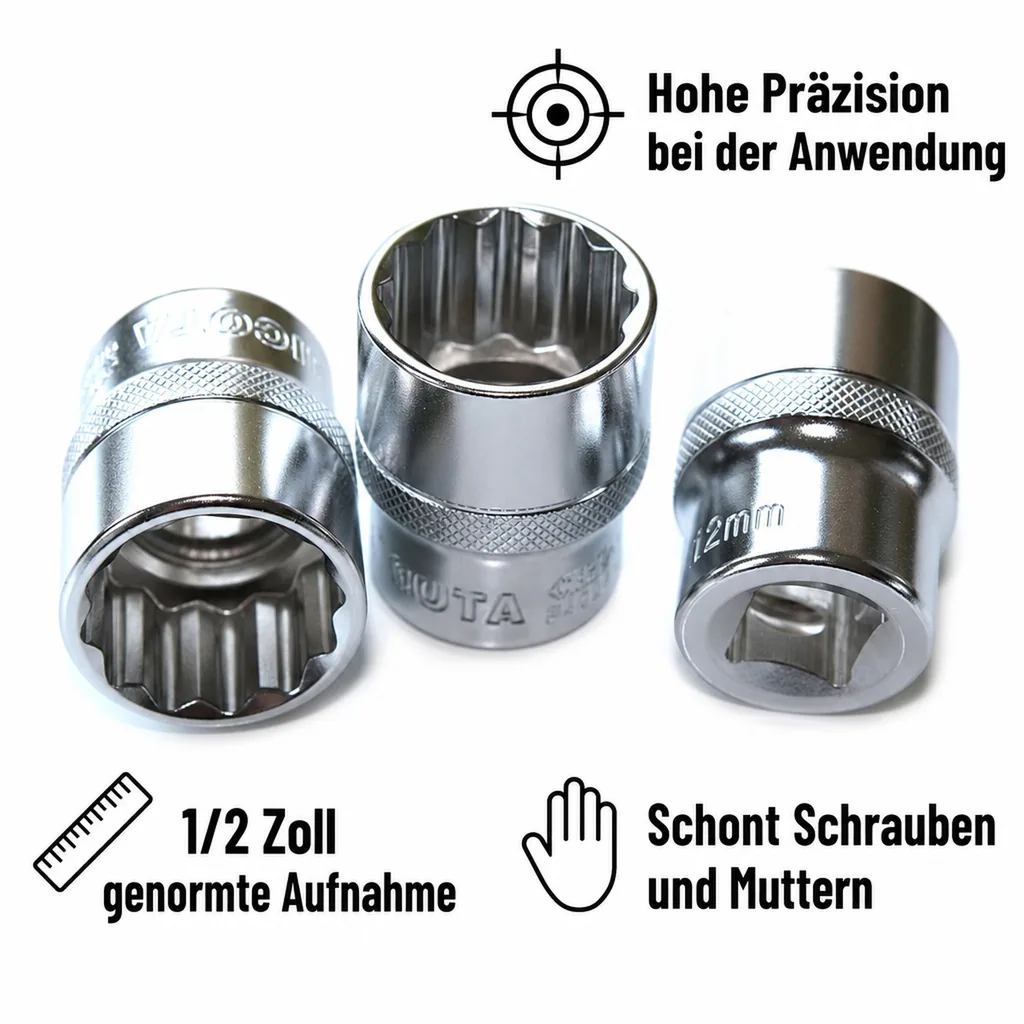 Stecknuss 1/2 Zoll, 12mm, Cr-V, Profi