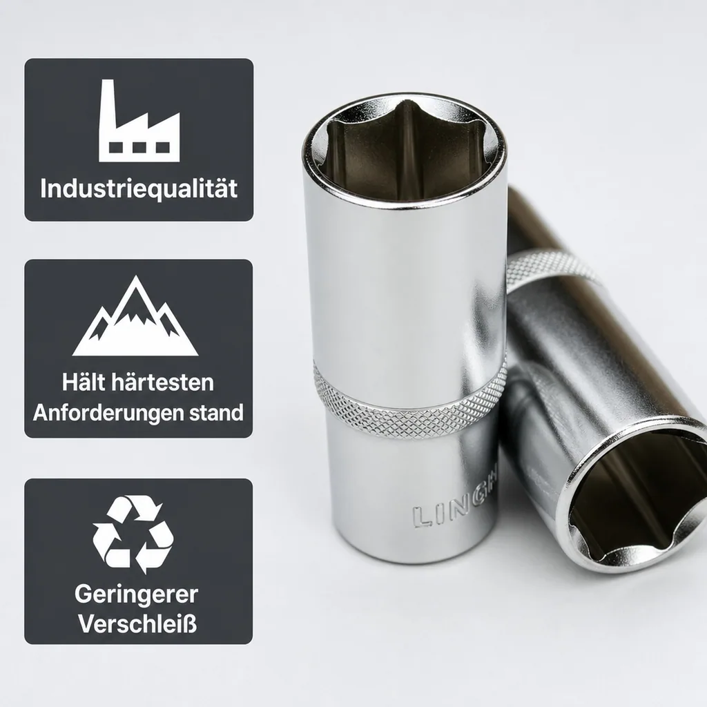 1/2 zoll Nuss, Stecknuss 14mm, Langnuss, für Knarre Ratsche, Cr-V