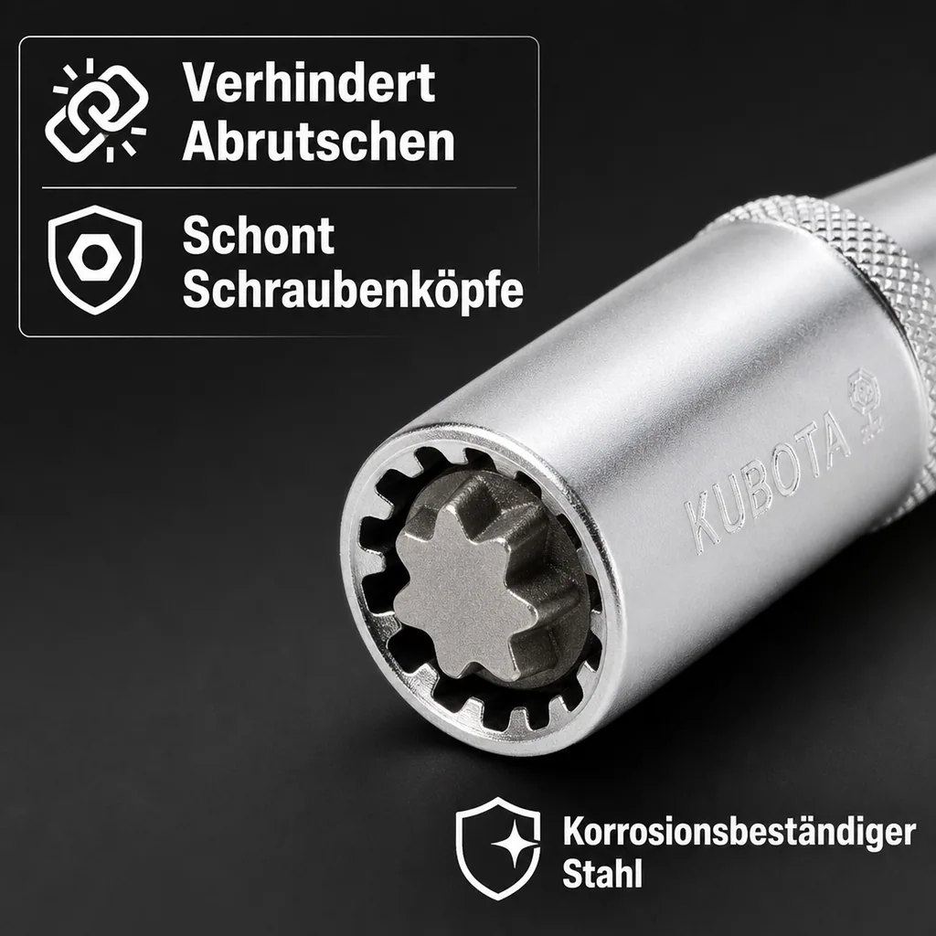 1/2 Zoll Nuss, Vielzahn Nuss, 14mm Nuss, lange Ausführung