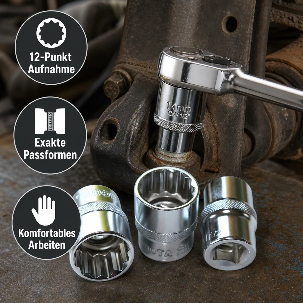 Stecknuss 1/2 zoll, 14mm Nuss, Knarre, Ratsche, Cr-V