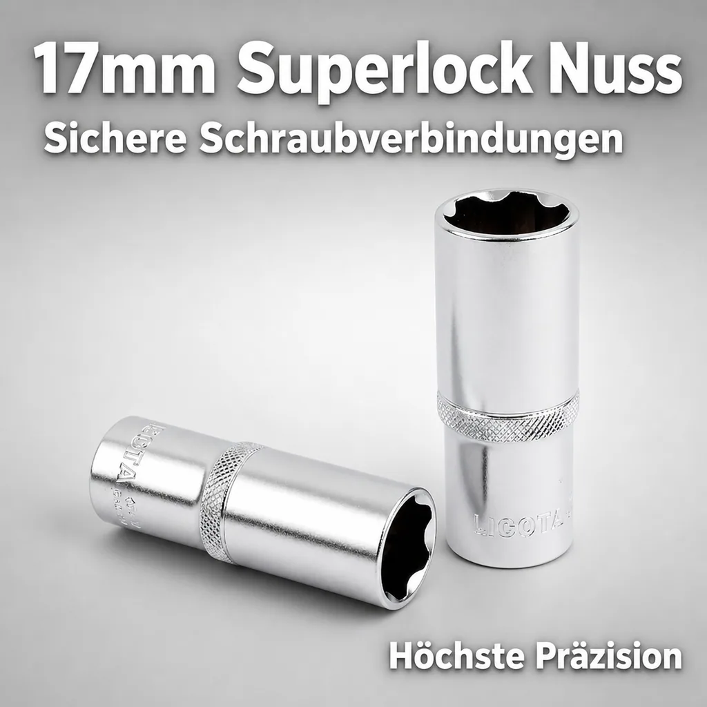 17mm Nuss, Superlock, 1/2 Zoll Stecknuss, CrV, lange Ausführung