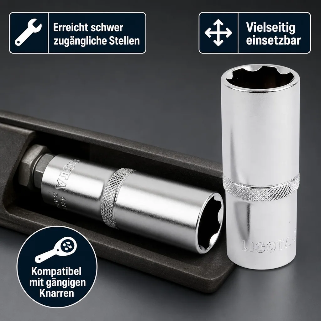 1/2 Zoll Nuss, 18mm Nuss, Super-Lock CrV, lange Ausführung